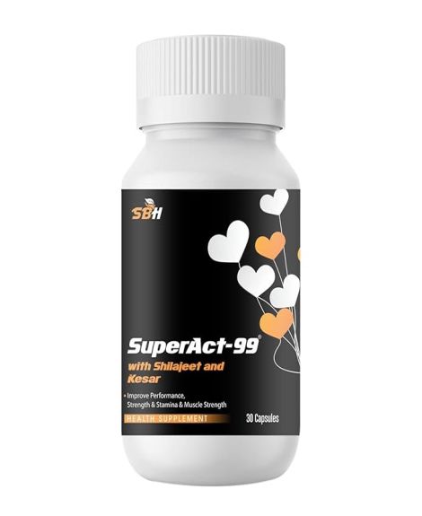 SUPER ACT 99 - Ayurvedic Shilajit Gold 30 Capsules | Vigour, Strength & Stamina Booster For Men | Enhances