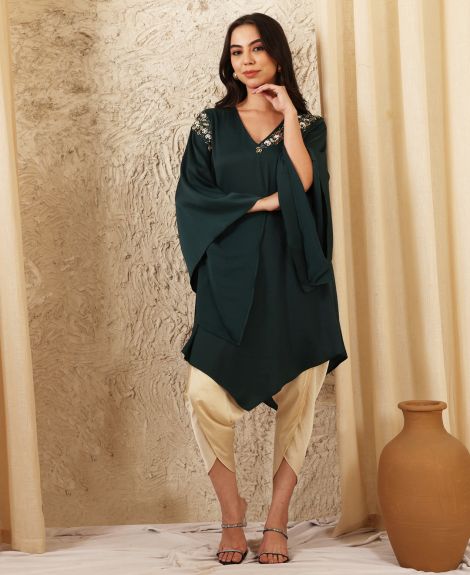EMERALD GREEN FLANGE TUNIC