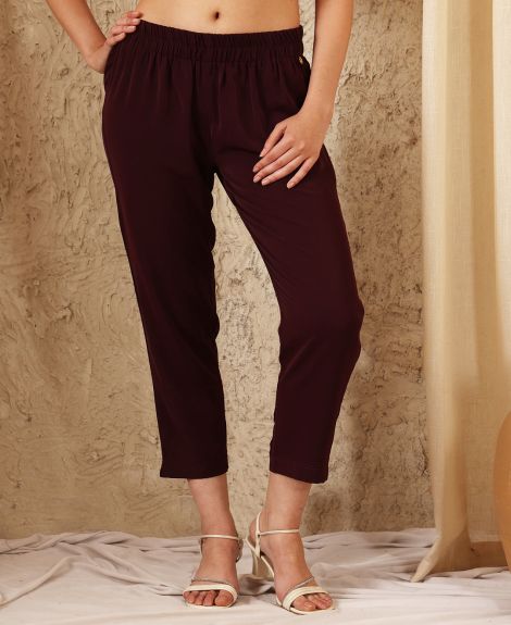 MAROON NARROW LEG TROUSER