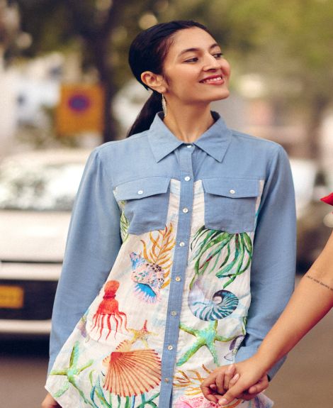 SHELL ICE BLUE DOVE SHIRT