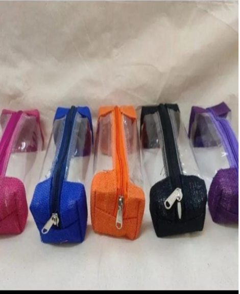 Jute TRANSPARENT PENCIL POUCH