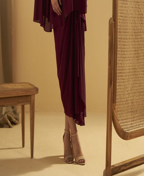 PLUM DRAPE SKIRT