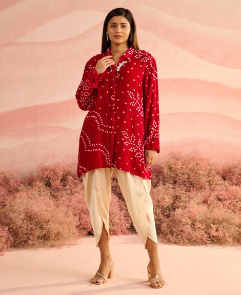 VELVET RANI BANDHEJ KILA SHIRT