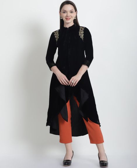 VELVET BLACK TRAPEZIO TUNIC