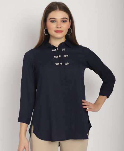NAVY CRYSTALLINE SHIRT