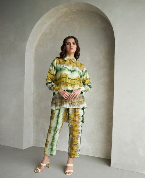 GREEN YELLOW AVALON ARYA CO-ORD SET