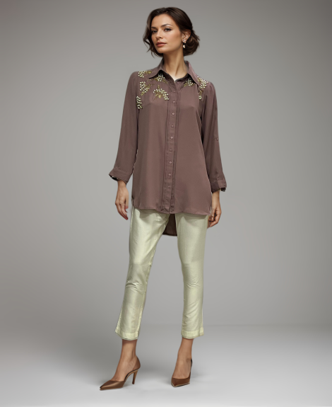 DUSTY PINK BEADED GRAPE SHIRT