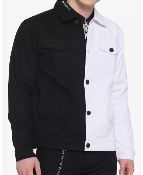 Black & White Split Denim Jacket - Black & White