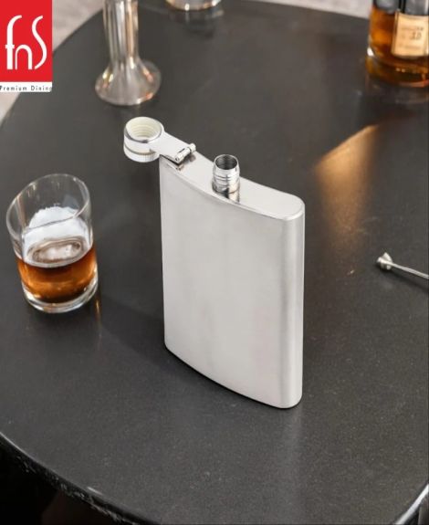 FnS Silver Finish Hip Flask for Liquor Stainless steel Leakproof