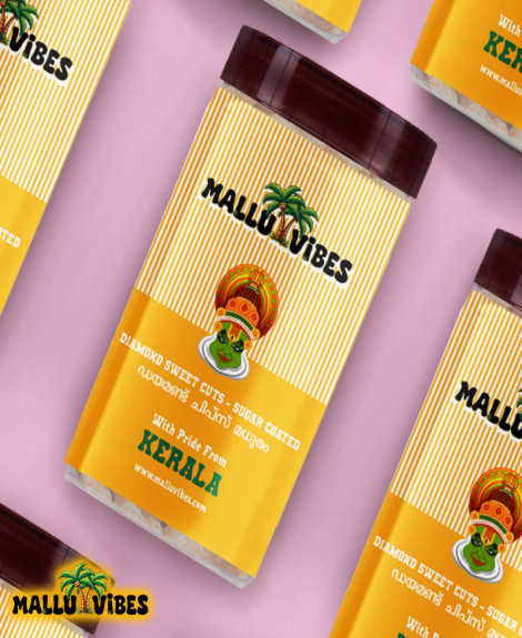 Mallu Vibes Kerala Sweet Diamond Cuts Chips | Authentic Sugar-Coated Rice & Coconut Snack (200g)