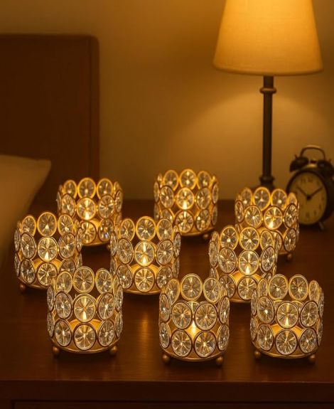 CentraLit Tealight Candle Holder Votives Bowl for Home Decoration, Diya Diwali Decoration Lights Centerpieces for Wedding Home Party Table Decoration (Gold (Pack of 10))