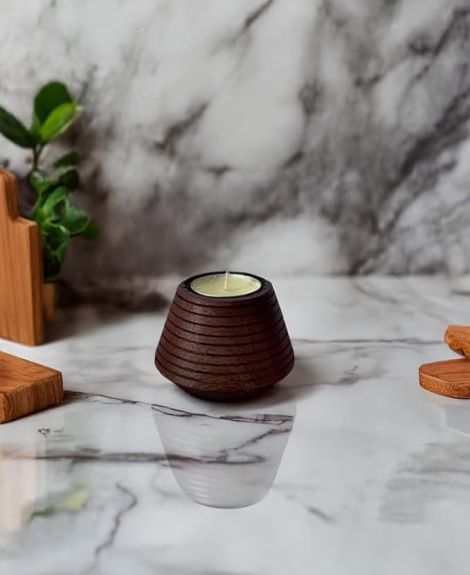 Leoglam Wooden tealight Candle Holder for Home Decoration for Diwali, Christmas, Parties, get-Together, Decorative Purpose, Gift Item, Candle Light Dinner and so Much More. (Light Brown Wood)