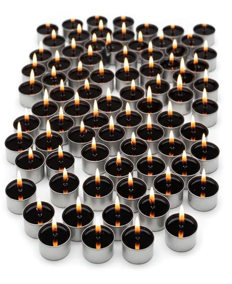 NeeaaN Unscented Tea Light Candles – 100-Pack Soy Wax Blend with Cotton Wick | Long-Lasting Burn | Ideal for Home Decor, Weddings, Events, Spa, Meditation & Party Use | Clean & Smokeless (Black)