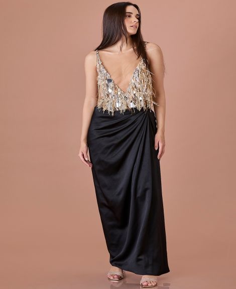 Dilnaz Karbhary Nude Net Hand Embroidered Top