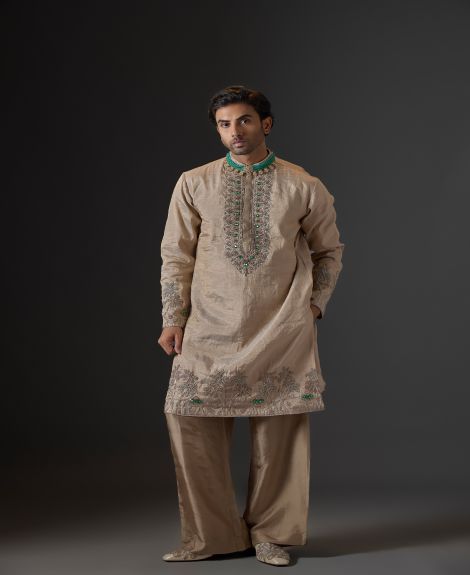 Emerald Elegance Embroidered Kurta Set