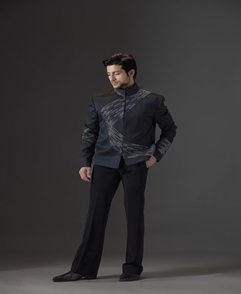 Noir Prism Bandhgala Set