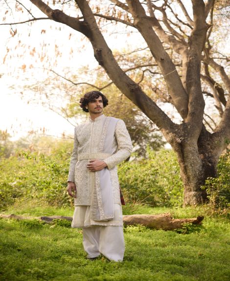 Heritage Weave Sherwani with Plazo