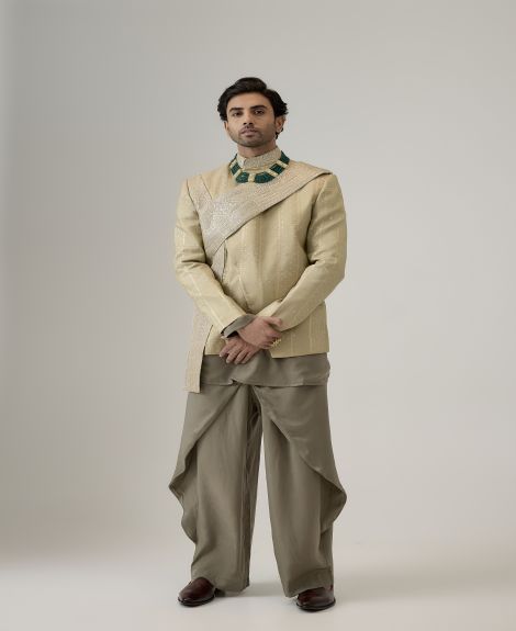 The Golden Mirage Asymmetric Jodhpuri Set