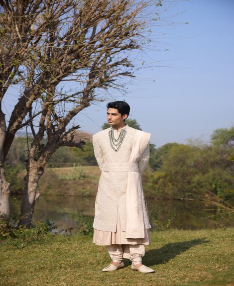 The Imperial Off-White Embroidered Sherwani