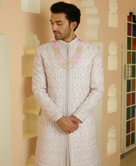 Powder Pink Embellished Sherwani