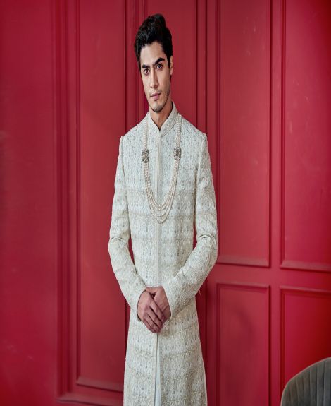 Pastel Elegance Ivory Sherwani