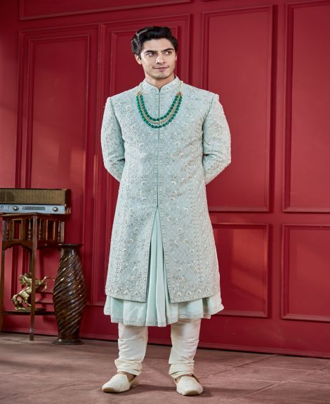 Modern Mint Sherwani Set