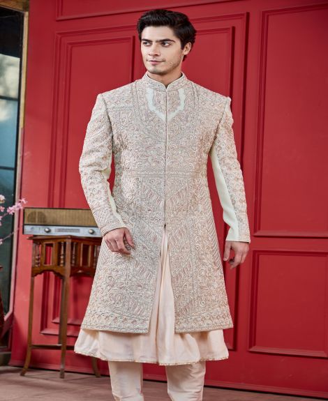Lustre Cutwork Sherwani Set