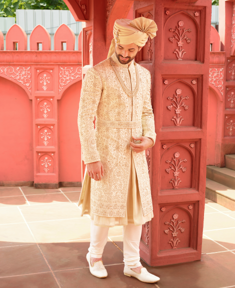 Royal Gold Blossom Sherwani