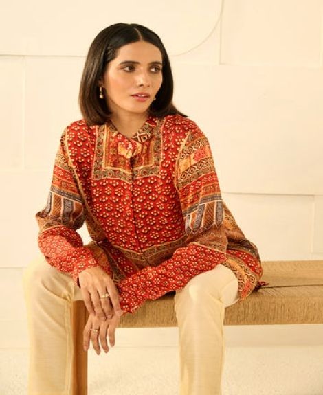 ORANGE REVA CONCEALED BUTTON SHIRT