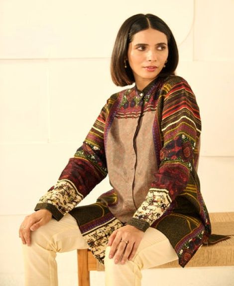 BROWN KEVA CONCEALED BUTTON SHIRT