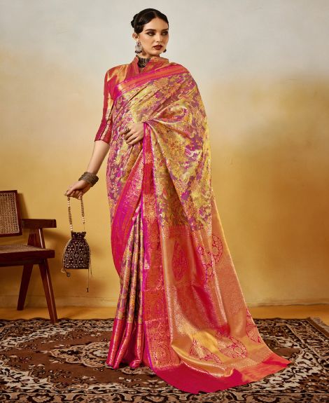 SAREE MALL Women's Silk Blend Mauve Woven Design Designer Saree With Blouse Piece
