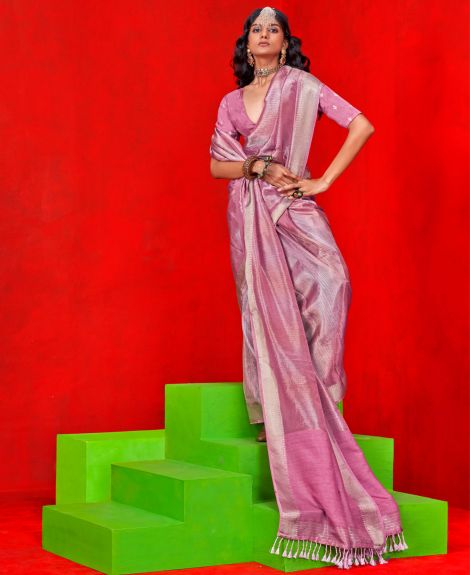 SAREE MALL Women's Viscose Mauve Embellished Designer Saree With Blouse Piece