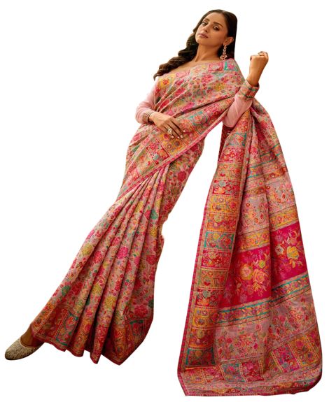 SAREEMALL Women's Cotton Silk Pink WovenDesign DesignerSaree With Blouse Piece