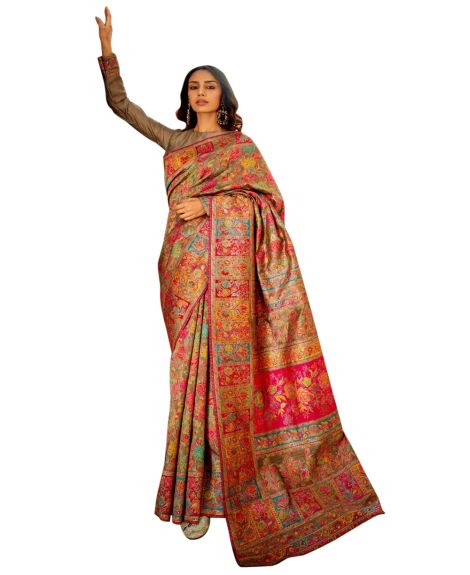 SAREEMALL Women's Cotton Silk Grey WovenDesign DesignerSaree With Blouse Piece