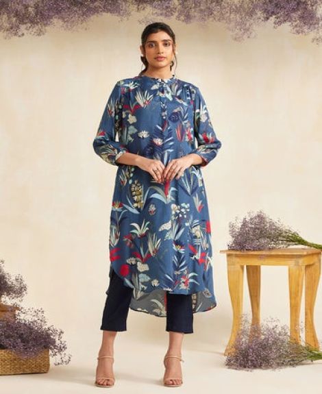 BLUE FOUNTAIN GATHERED TUNIC