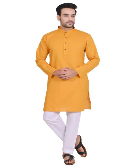 Men's Solid Cotton Kurta with Aligarhi Pyjama