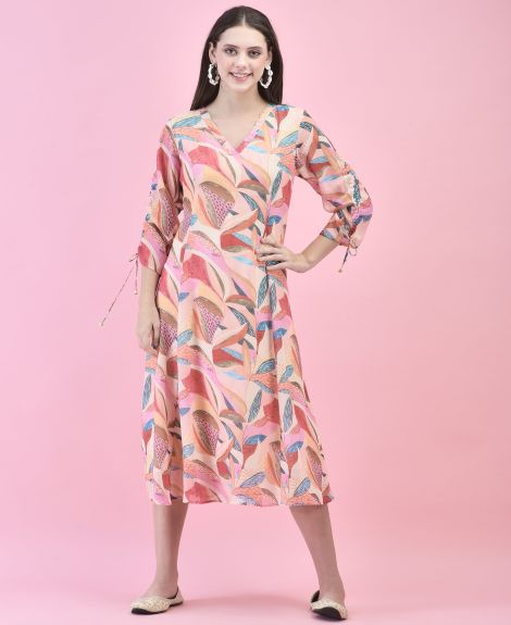 Shree Women Georgette Multicolor Floral Print Dress