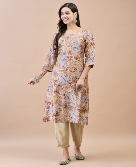 Shree Women Shantoon Brown Solid Kurta