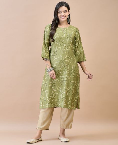 Shree Women Shantoon Green Solid Kurta