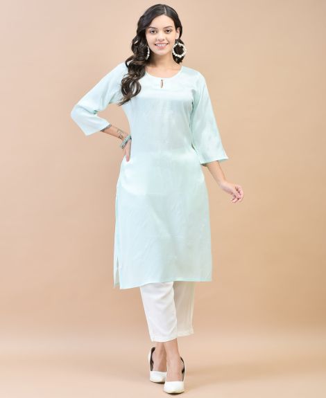 Shree Women Shantoon Blue Solid Kurta