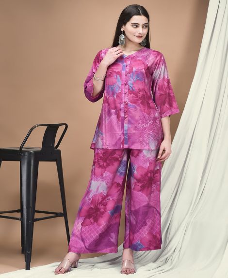 Shree Women Liva Lilac Printed Co-Ord Set