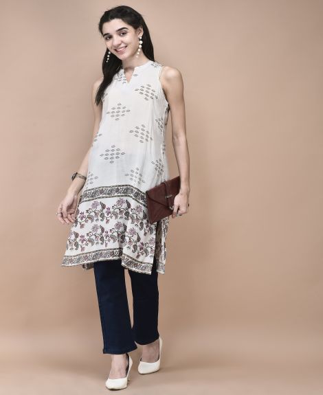 Shree Women Muslin Magenta Mughal Print Kurta