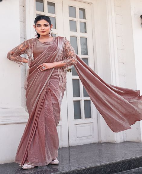 Women's Embellished Satin Silk Saree | Pyaji