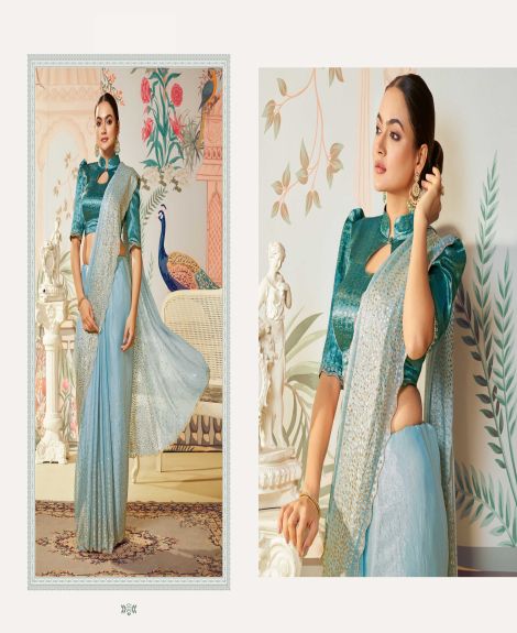 Women's Printed Jacquard Satin Silk Saree with Swarovski Diamond Hand Work | Firoji