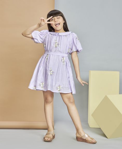 Peppermint Girls A-Line Embroidered Dress