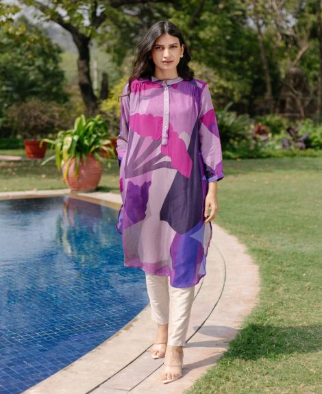PURPLE SAHARA GATHERED TUNIC