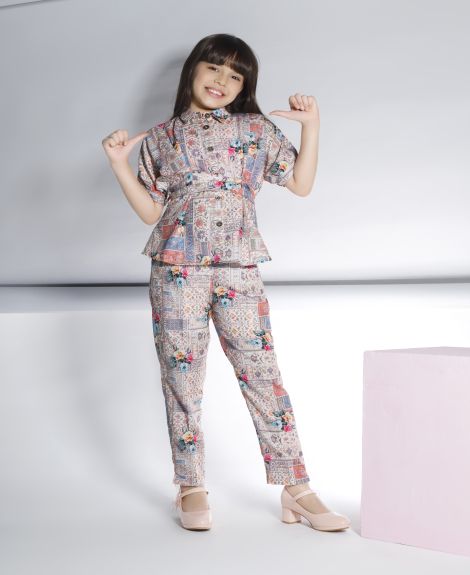 Peppermint Girls Multi Ethnic Pant with Top