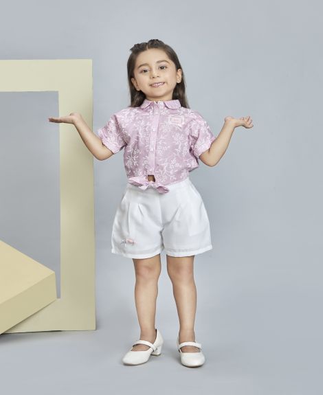 Peppermint Girls Pink Floral Shorts with Top