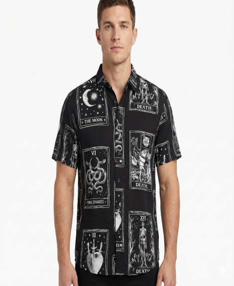 Tarot Card Woven Button-Up MEN'S SHIRT
