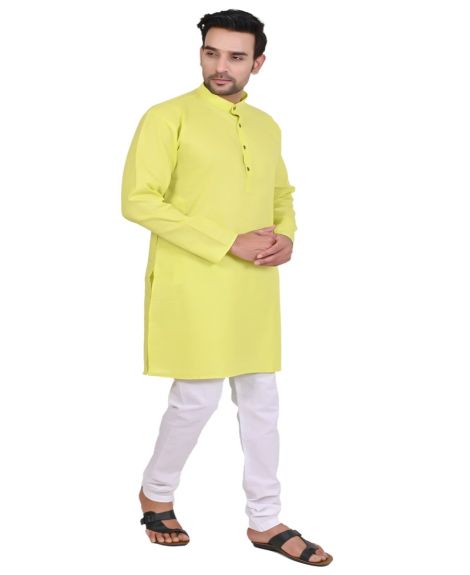 Men's Cotton Blend Kurta with Aligarhi Pyjama